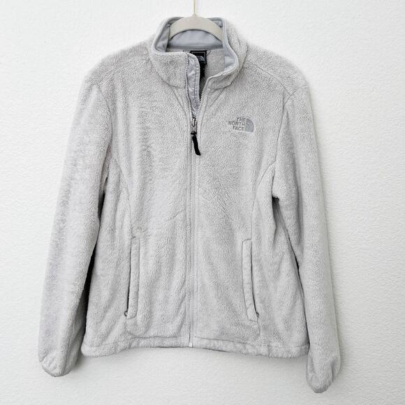 [The North Face] Light Gray Fuzzy Fleece Full Zip Osito Jacket Size Medium M - Picture 1 of 10